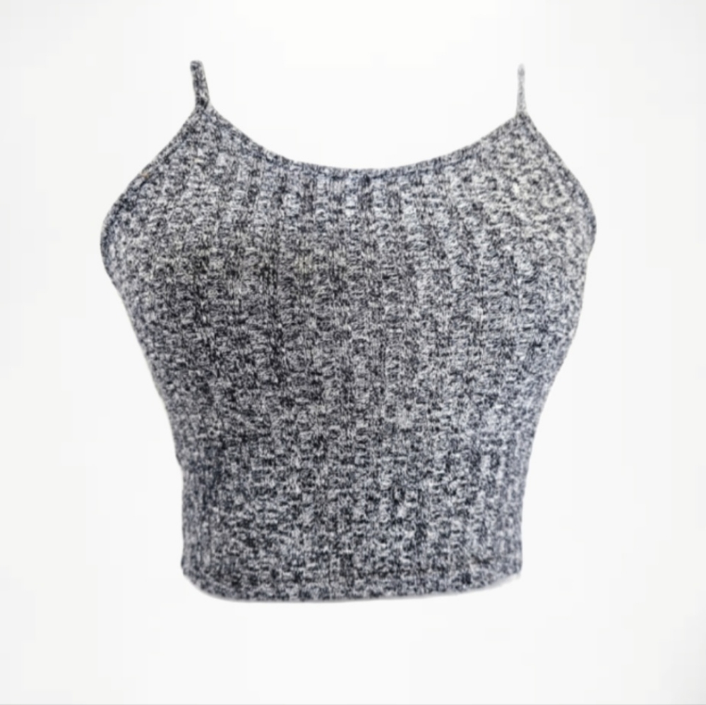 XS spaghetti strap camisole crop top black white gray meld